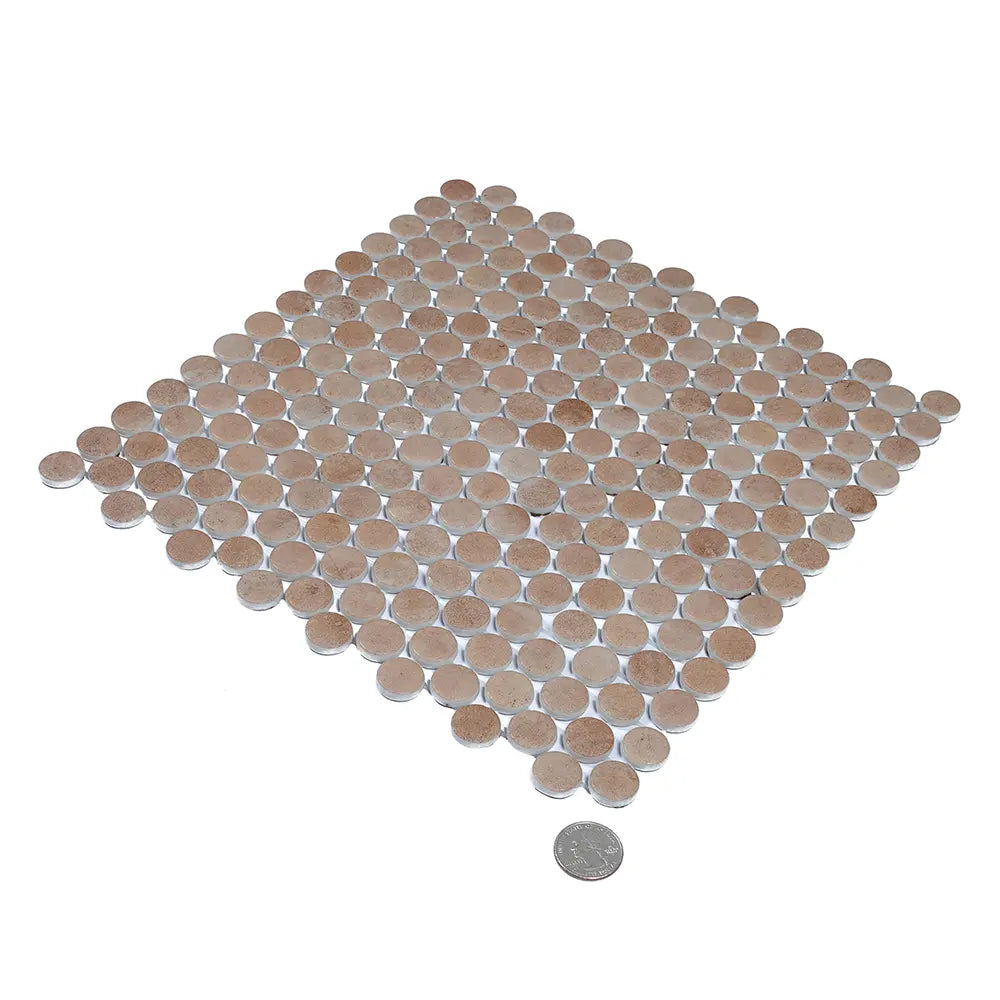Sagrada Recycled Glass Terracotta Penny Round Tile | Tile Club