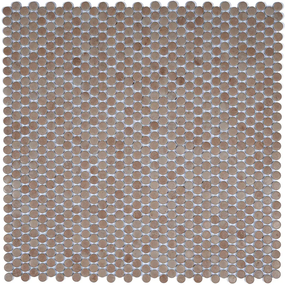 Sagrada Recycled Glass Terracotta Penny Round Tile | Tile Club