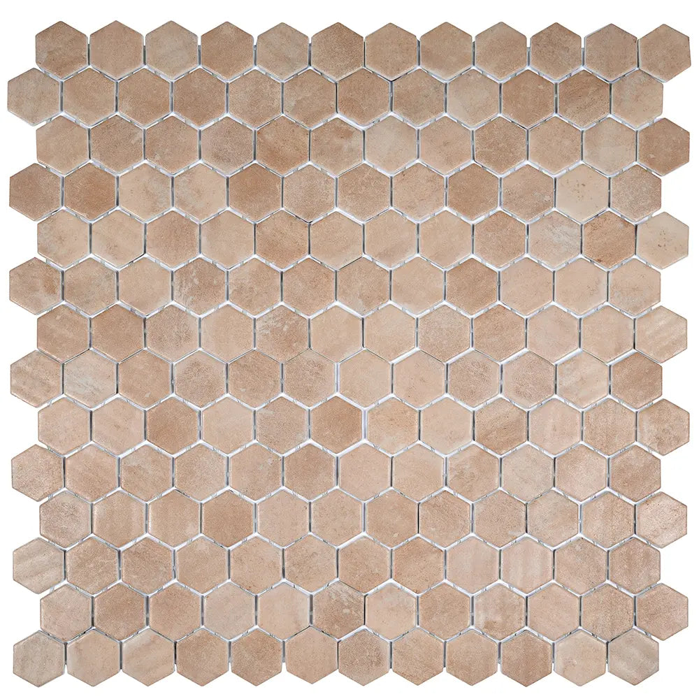 Sagrada Recycled Glass Clay Hexagon Mosaic Tile | Tile Club