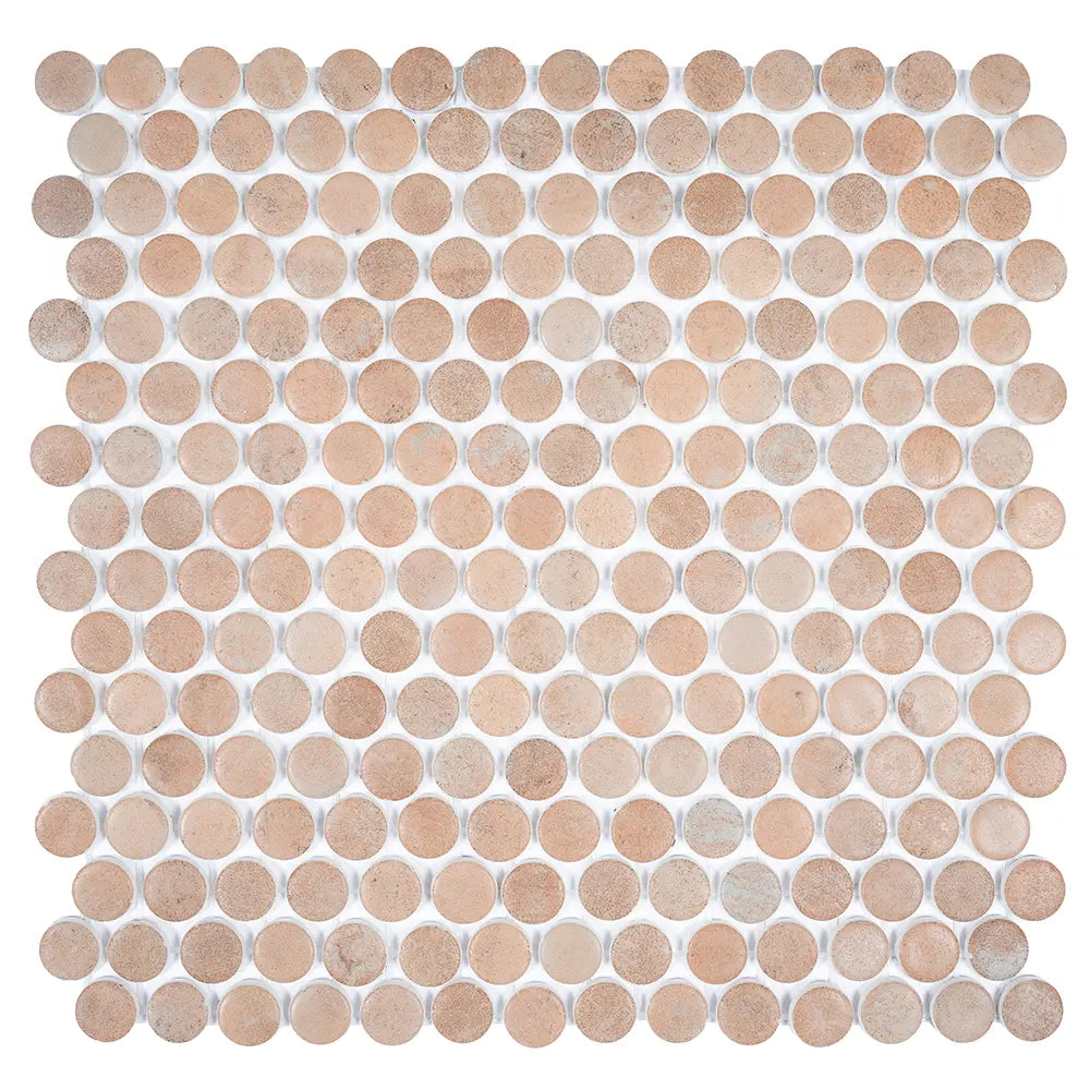 Sagrada Recycled Glass Clay Penny Round Tile | Tile Club