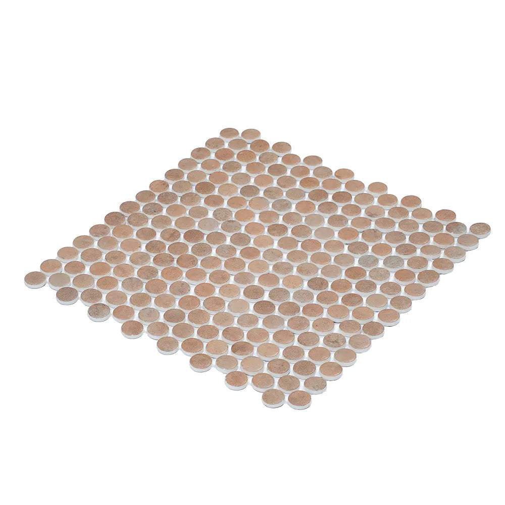 Sagrada Recycled Glass Clay Penny Round Tile | Tile Club