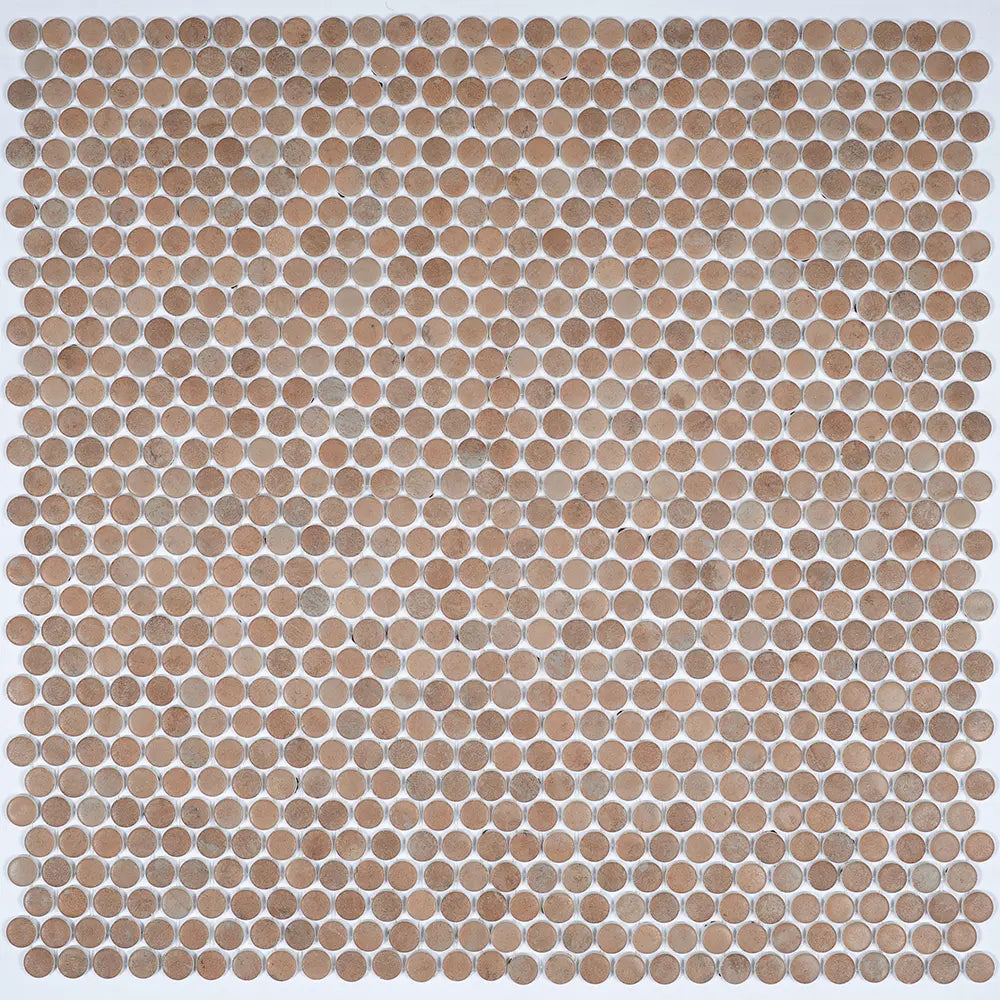 Sagrada Recycled Glass Clay Penny Round Tile | Tile Club
