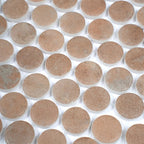 Sagrada Recycled Glass Clay Penny Round Tile | Tile Club