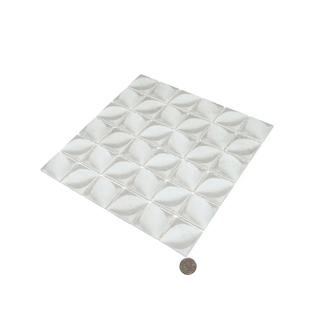 Sagrada Recycled Glass Flor White Mosaic Tile | Tile Club