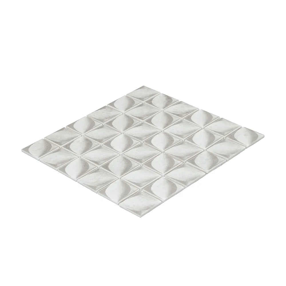 Sagrada Recycled Glass Flor White Mosaic Tile | Tile Club