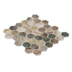 Sagrada Recycled Glass Multicolor Hexagon Mosaic Tile | Tile Club