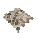 Sagrada Recycled Glass Multicolor Hexagon Mosaic Tile | Tile Club