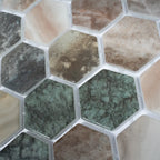 Sagrada Recycled Glass Multicolor Hexagon Mosaic Tile | Tile Club