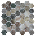 Sagrada Recycled Glass Multicolor Hexagon Mosaic Tile | Tile Club