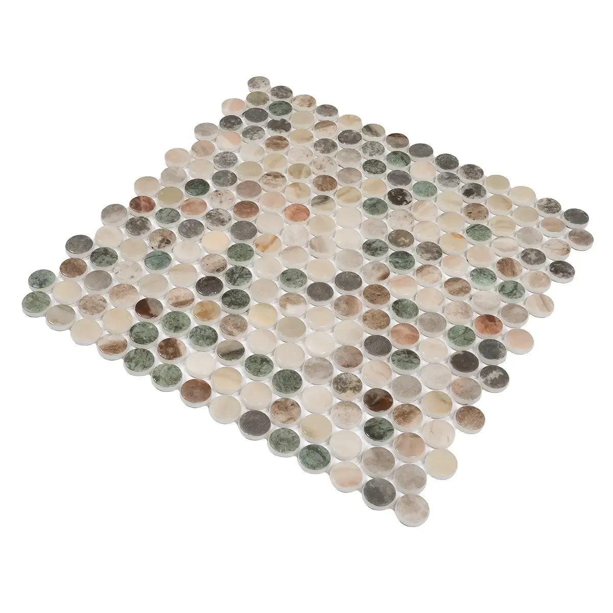 Sagrada Recycled Glass Multicolor Penny Round Tile | Tile Club