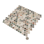 Sagrada Recycled Glass Multicolor Penny Round Tile | Tile Club