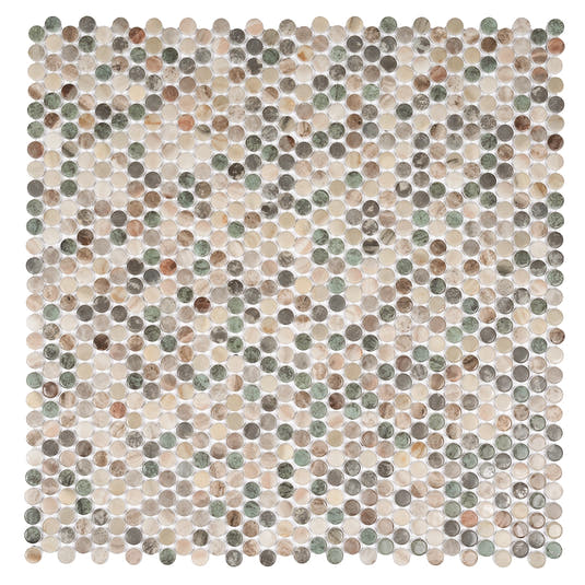 Sagrada Recycled Glass Multicolor Penny Round Tile | Tile Club