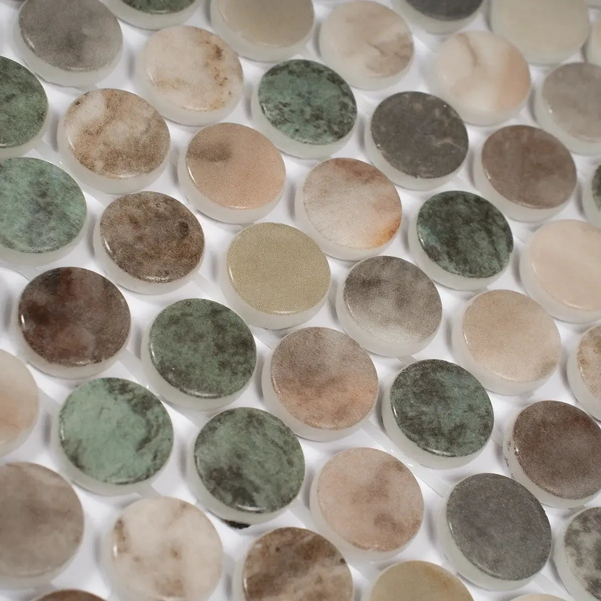 Sagrada Recycled Glass Multicolor Penny Round Tile | Tile Club