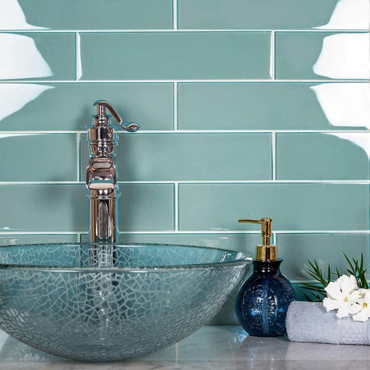 Glacier Aqua 3X12 Polished Glass Tile