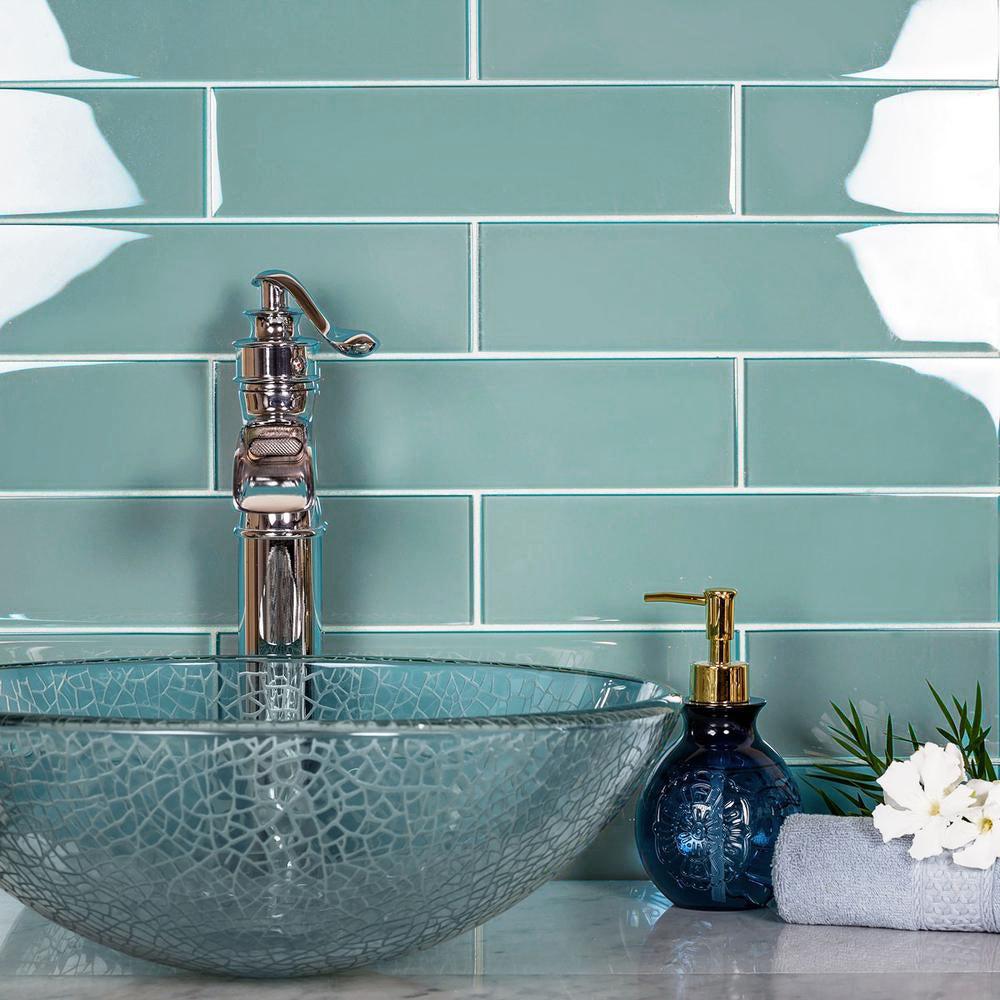 Glacier Aqua 3X12 Polished Glass Tile