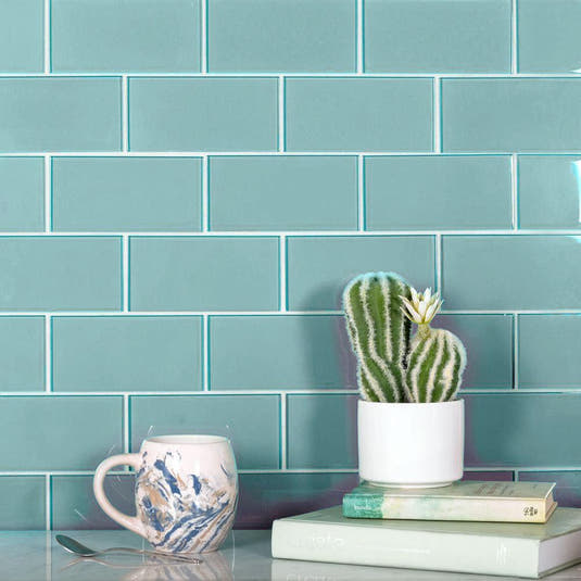 Glacier Aqua 3X6 Polished Glass Tile