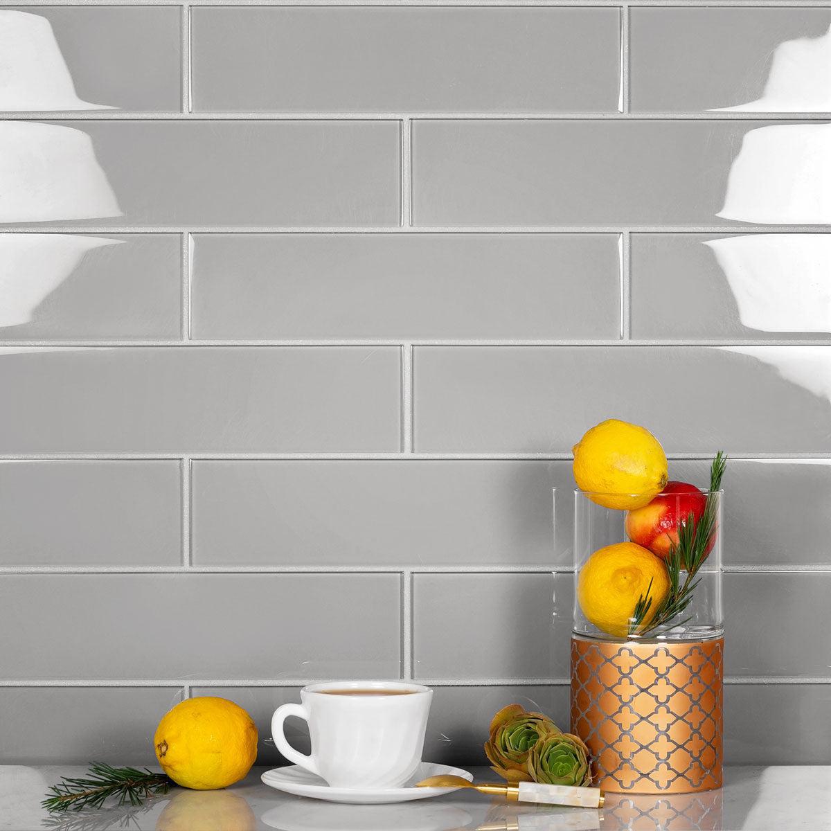Glacier Aura Gray 3X12 Polished Glass Tile | Tile Club