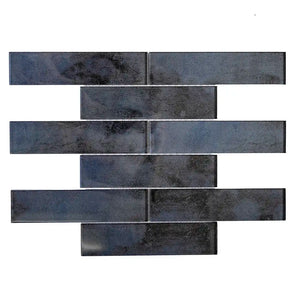 Stardust Blue Glass Mosaic Subway Tile 2X8 | Tile Club