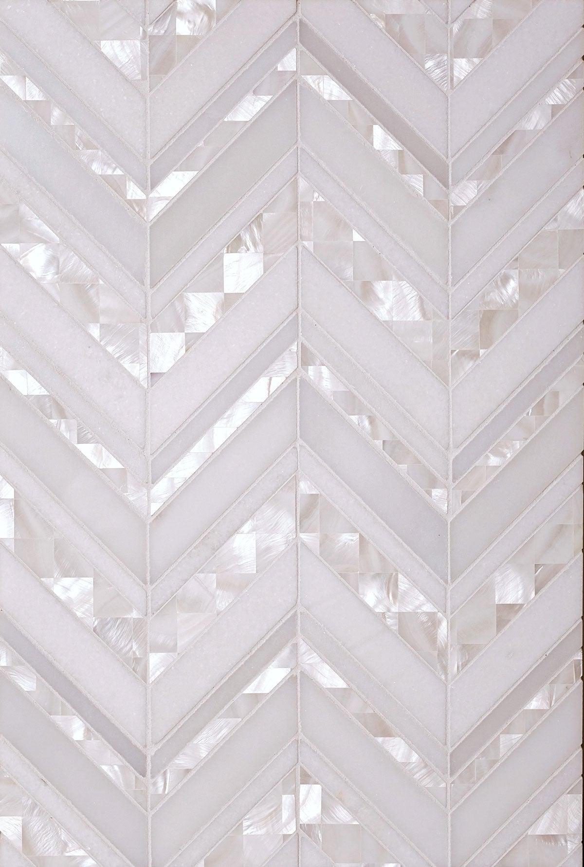 White Thassos and Pearl Mosaic Tile
