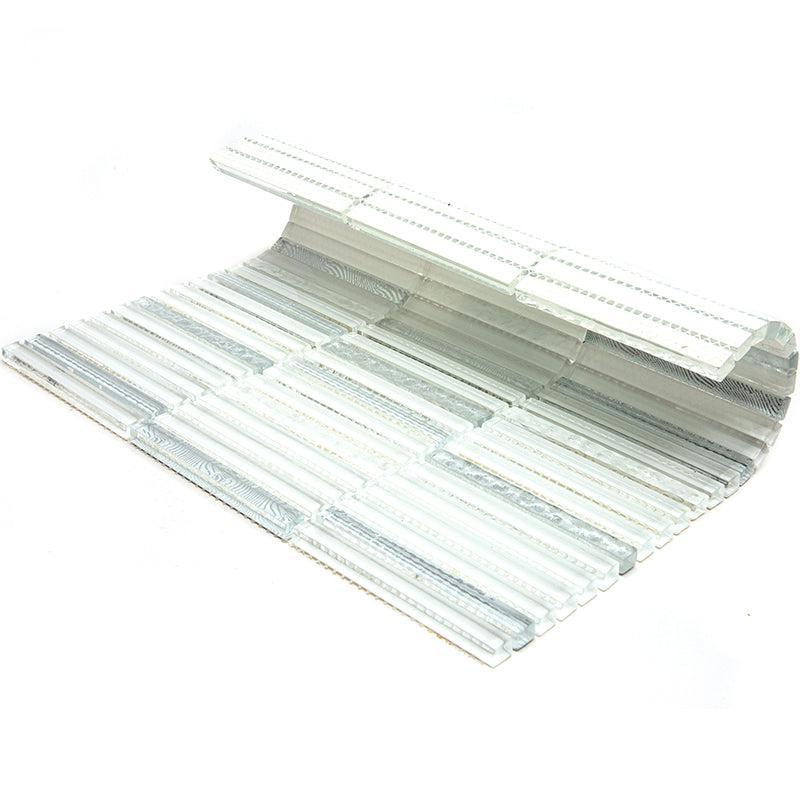 Waterfall Platinum White Glass Mosaic Tile | Tile Club