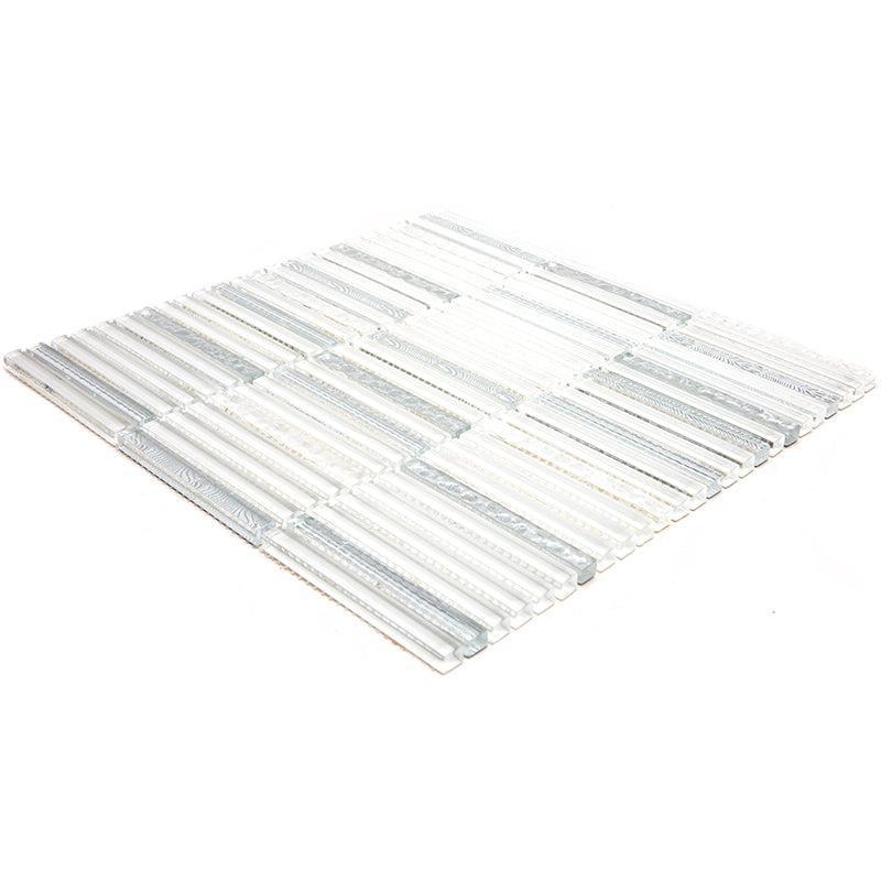Waterfall Platinum White Glass Mosaic Tile | Tile Club
