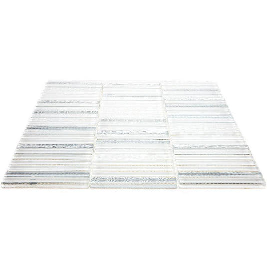 Waterfall Platinum White Glass Mosaic Tile | Tile Club