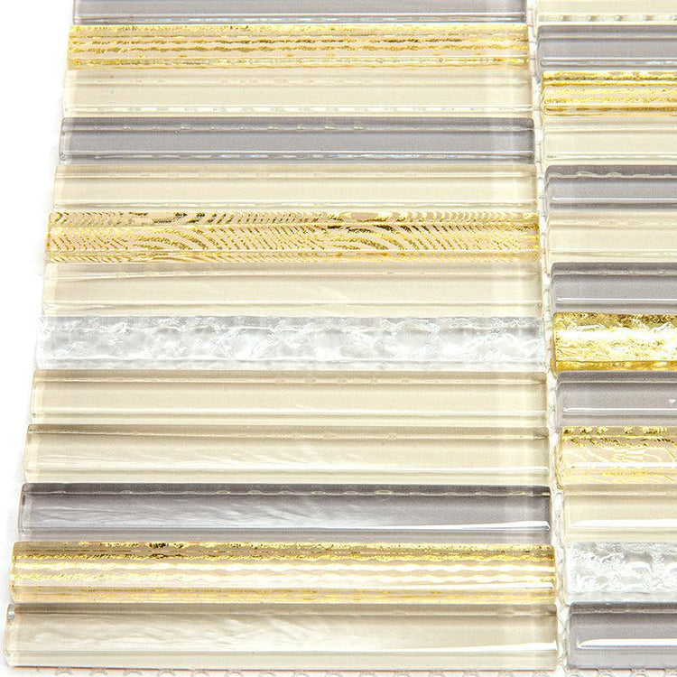 Waterfall Gold Linear Glass Mosaic Tile | Tile Club