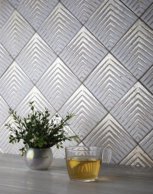 12" x 12" Golden Arrow Marble Mosaic Tile for product photography