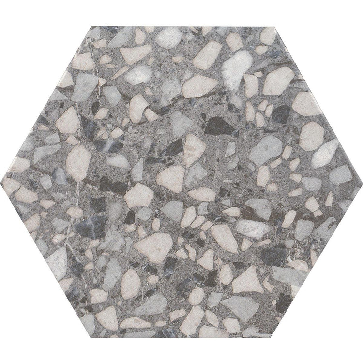 Granite Gray Terrazzo Hex Porcelain Tile Sample