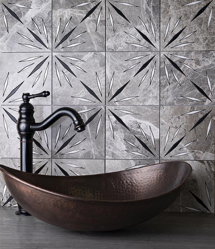 Grey Sparkle Waterjet Marble Mosaic Tile | Tile Club