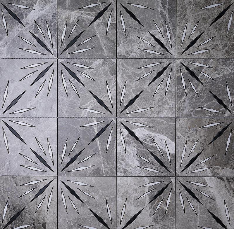 Grey Sparkle Waterjet Marble Mosaic Tile