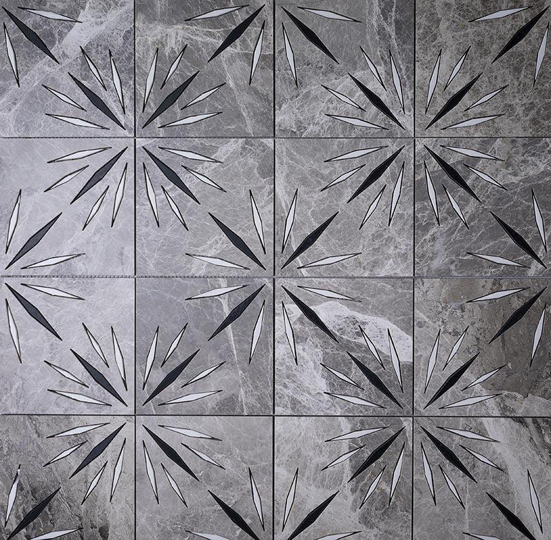 Grey Sparkle Waterjet Marble Mosaic Tile | Tile Club