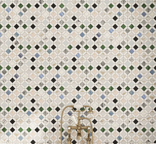 Geometria Marble Multicolor Octagon Mosaic Tile | Tile Club