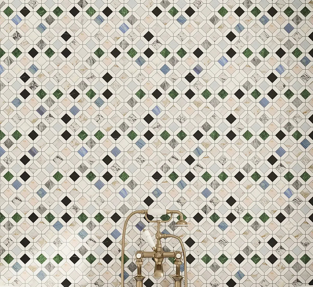 Geometria Marble Multicolor Octagon Mosaic Tile | Tile Club