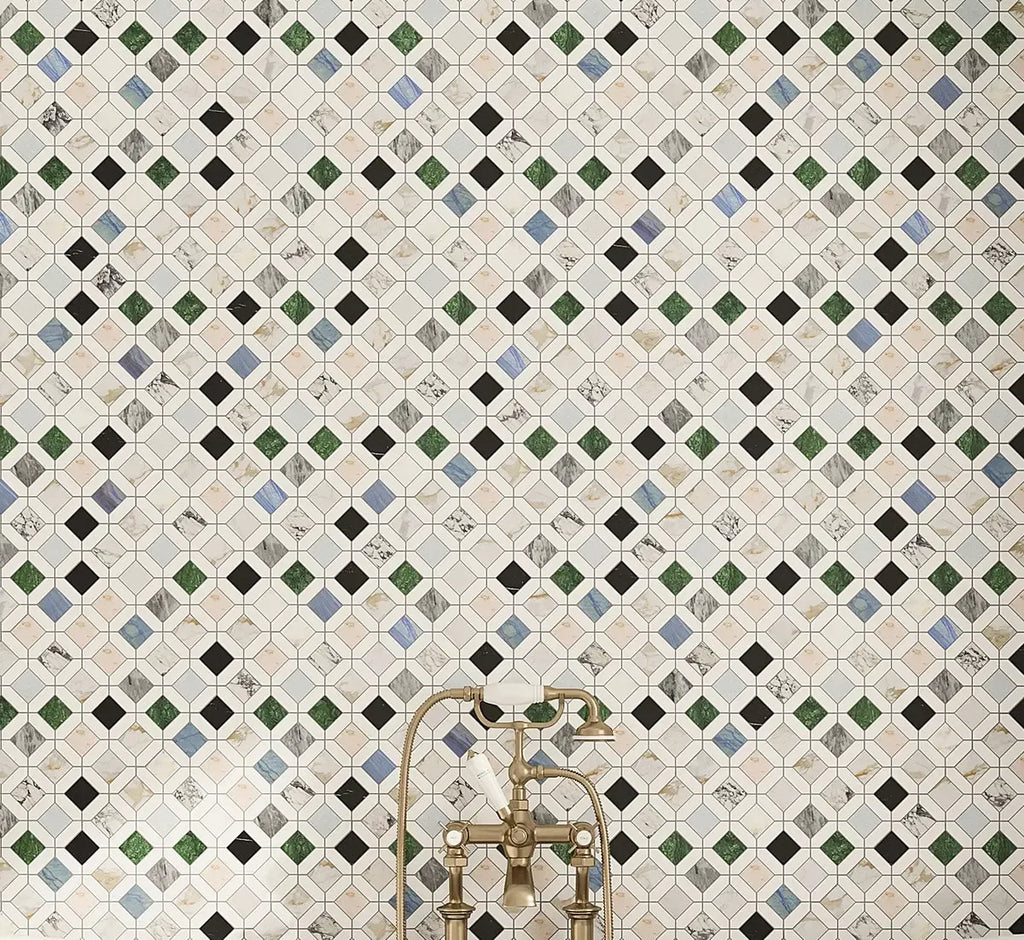 Geometria Marble Multicolor Octagon Mosaic Tile | Tile Club