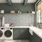 Geometria Marble Multicolor Penny Mosaic Tile | Tile Club