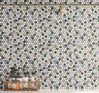 Geometria Marble Multicolor Penny Mosaic Tile | Tile Club