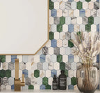 Geometria Marble Multicolor Picket Mosaic Tile | Tile Club