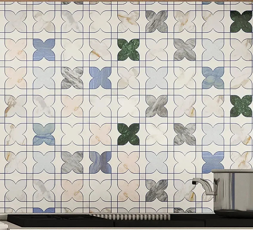 Geometria Marble Multicolor Stars Mosaic Tile | Tile Club