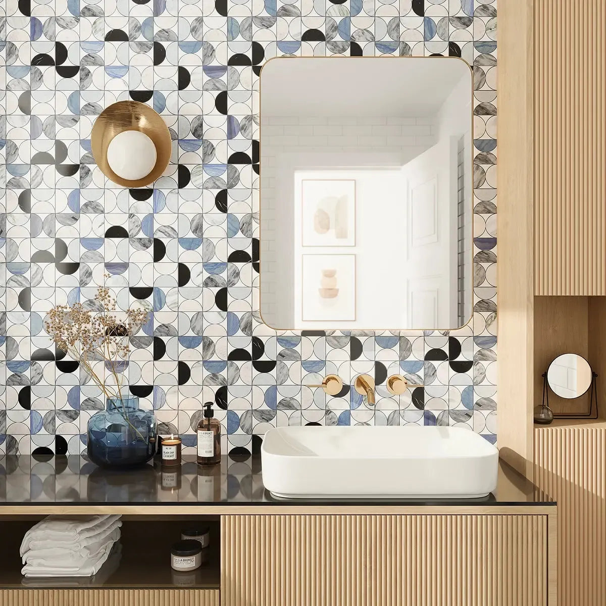 Geometria Marble Semi Moon Mosaic Tile | Tile Club
