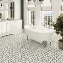 Beautiful green and white marble mosaic bathroom floor