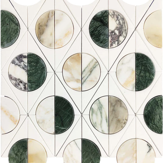 Geometria Marble Eclipse Moon Mosaic Tile Sample
