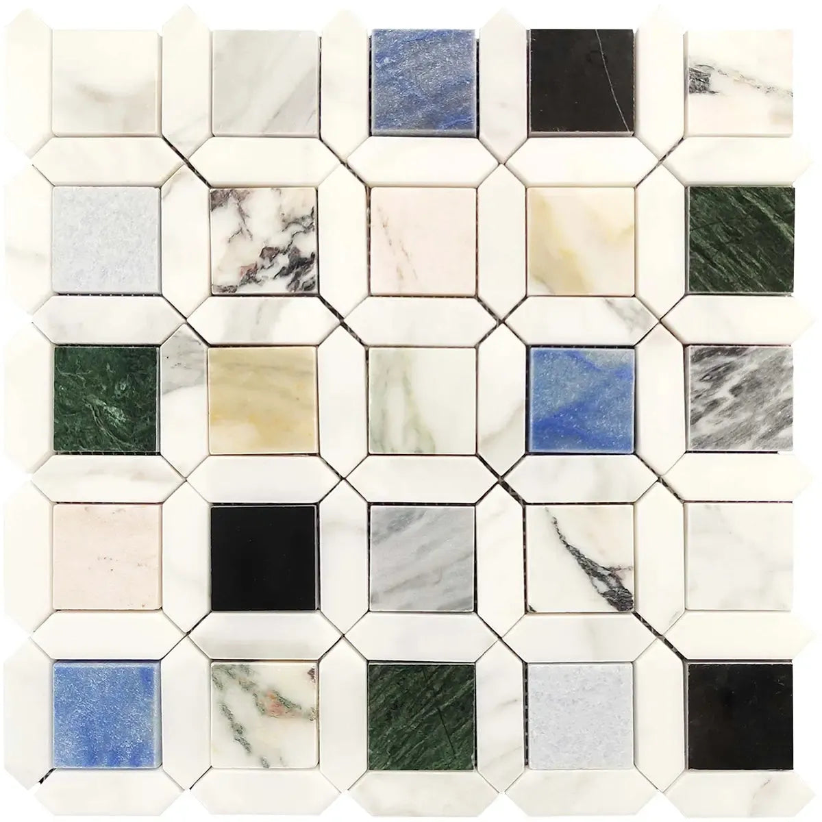 Geometria Marble Multicolor Octagon Mosaic Tile | Tile Club