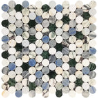 Geometria Marble Multicolor Penny Mosaic Tile | Tile Club