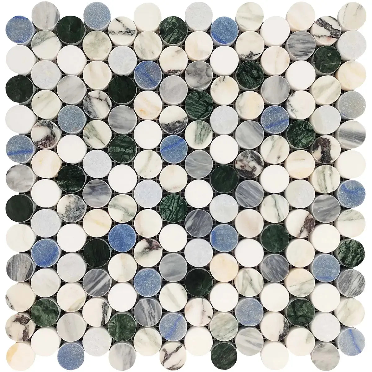 Geometria Marble Multicolor Penny Mosaic Tile | Tile Club