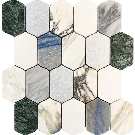 Geometria Marble Multicolor Picket Mosaic Tile | Tile Club