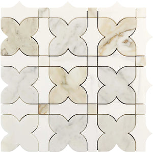 Geometria Marble Neutral Stars Mosaic Tile Sample