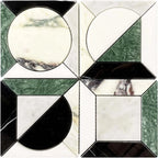 Geometria Marble Split Moon Mosaic Tile | Tile Club
