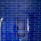 Glacier Cobalt Blue Polished Glass Subway Tile 3X12 