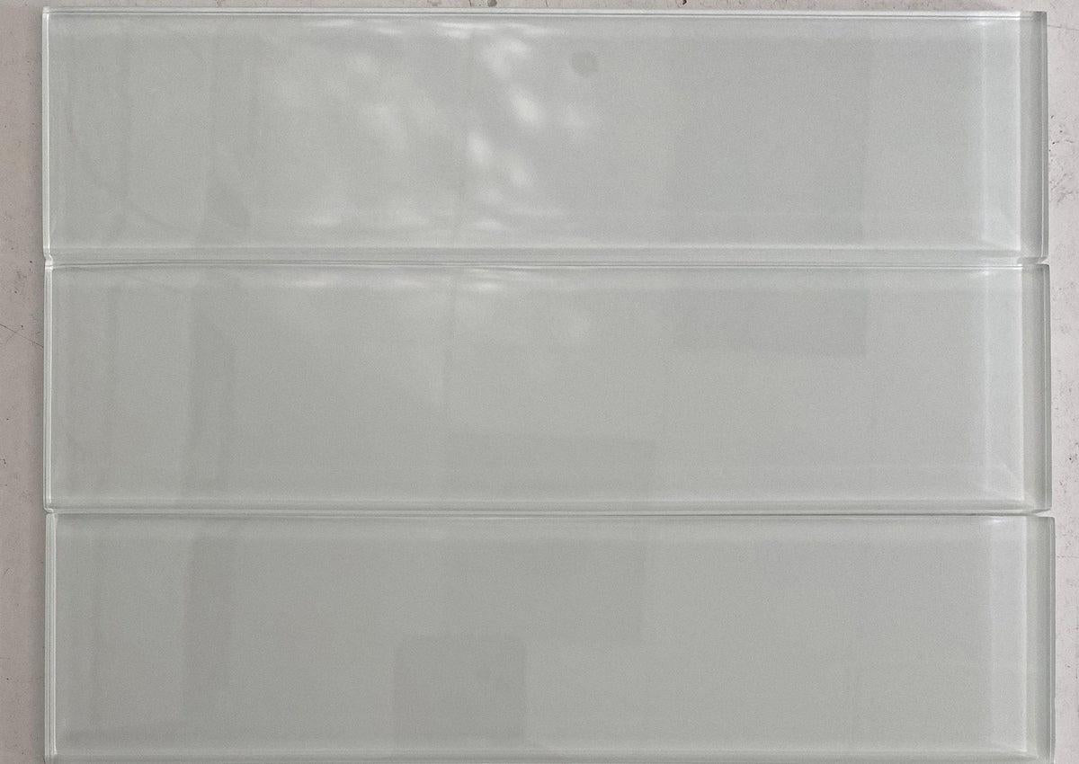 polished White glass subway tile